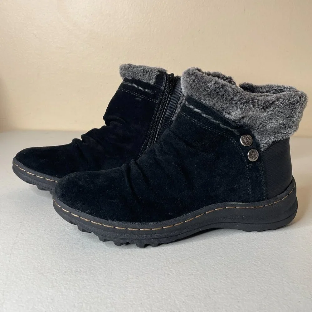 Baretraps Alick Black Slouchy Suede Winter Booties Size 6.5